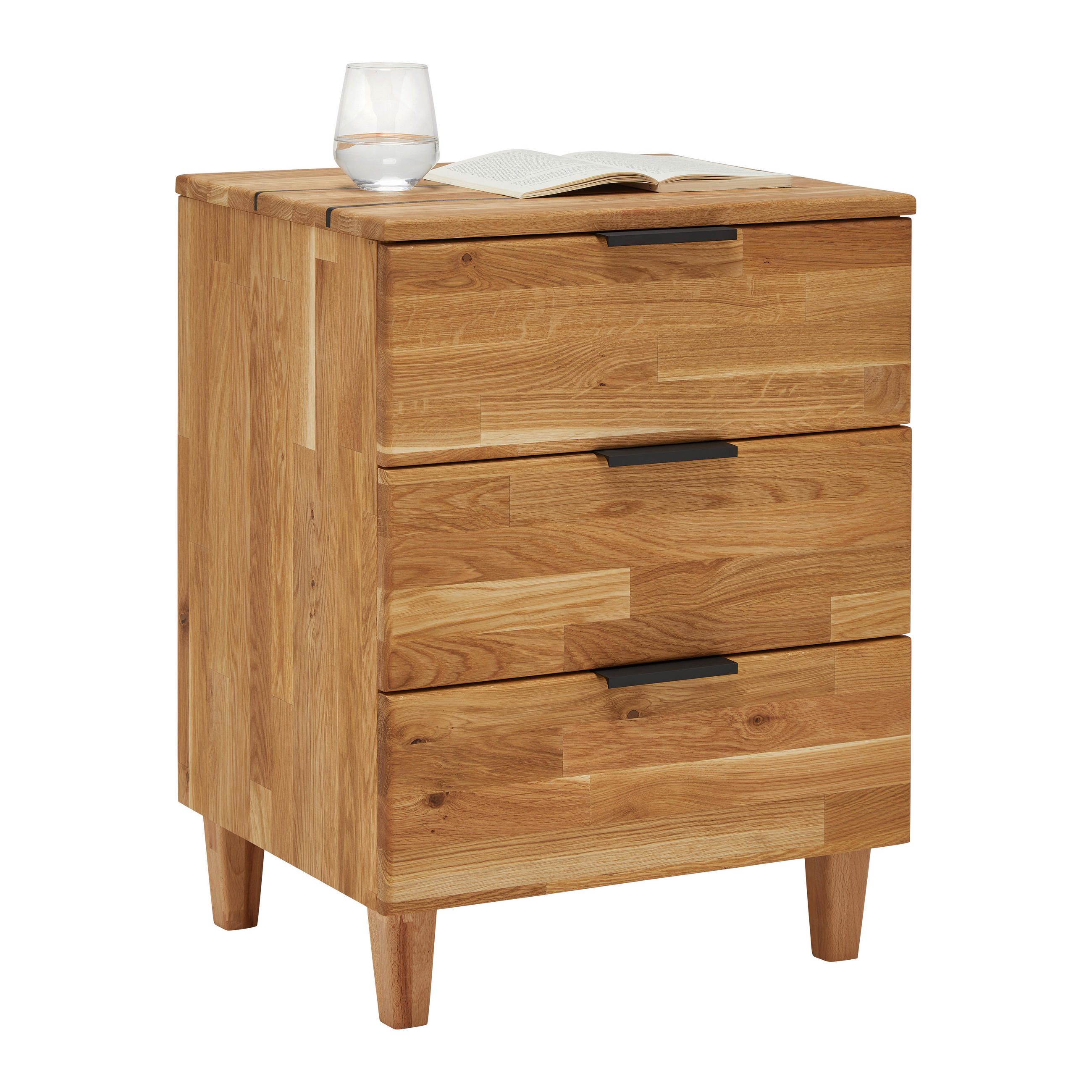 Noptieră, 48/65/40 cm, fag, stejar culoare lemn stejar - culoare lemn stejar/negru, Konventionell, materiale naturale/metal (48/65/40cm) - Valnatura