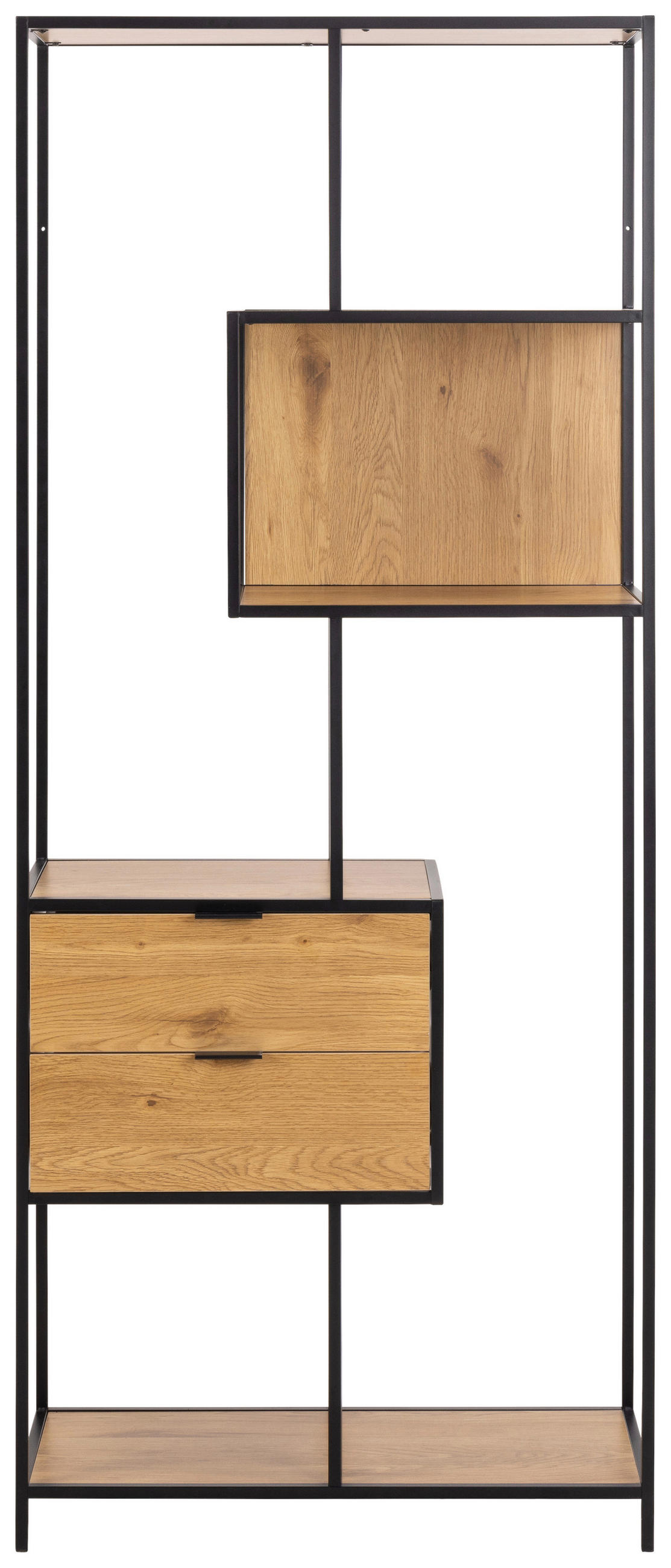 REGAL Eichefarben, Schwarz  - Eichefarben/Schwarz, MODERN, Holzwerkstoff/Metall (77/185/35cm)