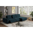 ECKSOFA in Velours Dunkelblau  - Schwarz/Dunkelblau, Design, Kunststoff/Textil (342/174cm) - Xora