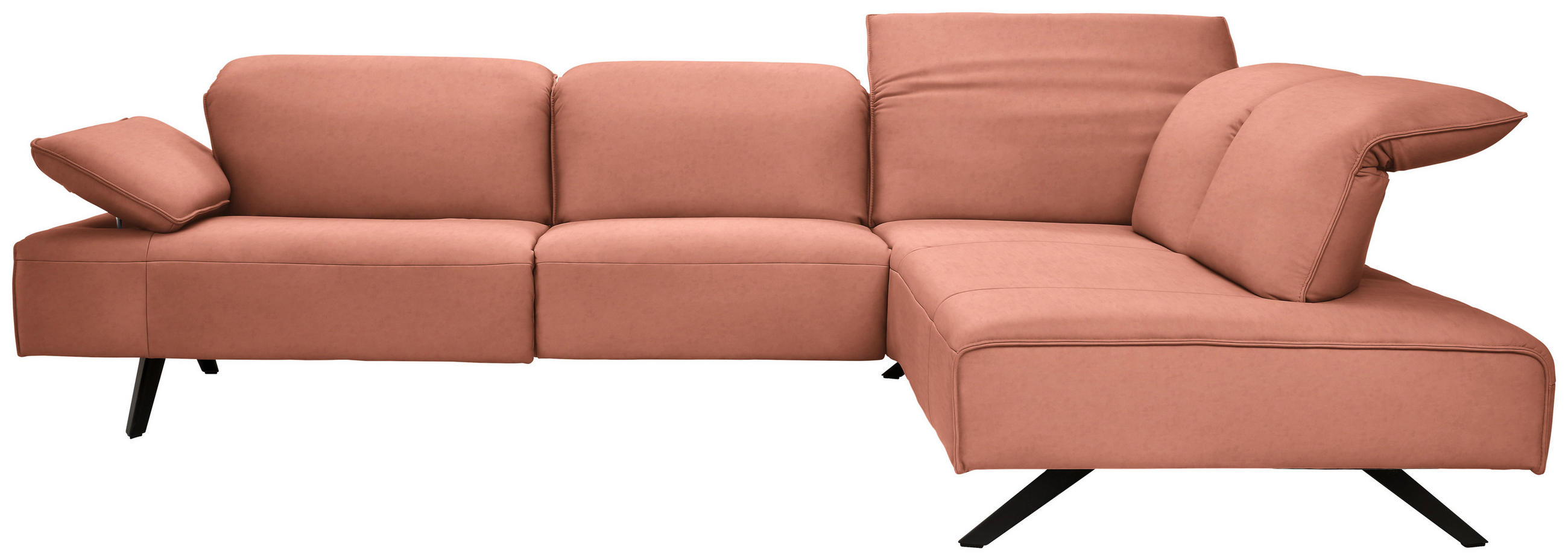 ECKSOFA Echtleder Lachsfarben  - Anthrazit/Lachsfarben, Design, Leder/Metall (290/230cm) - Johann Jakob