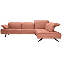 ECKSOFA Echtleder Lachsfarben  - Anthrazit/Lachsfarben, Design, Leder/Metall (290/230cm) - Johann Jakob