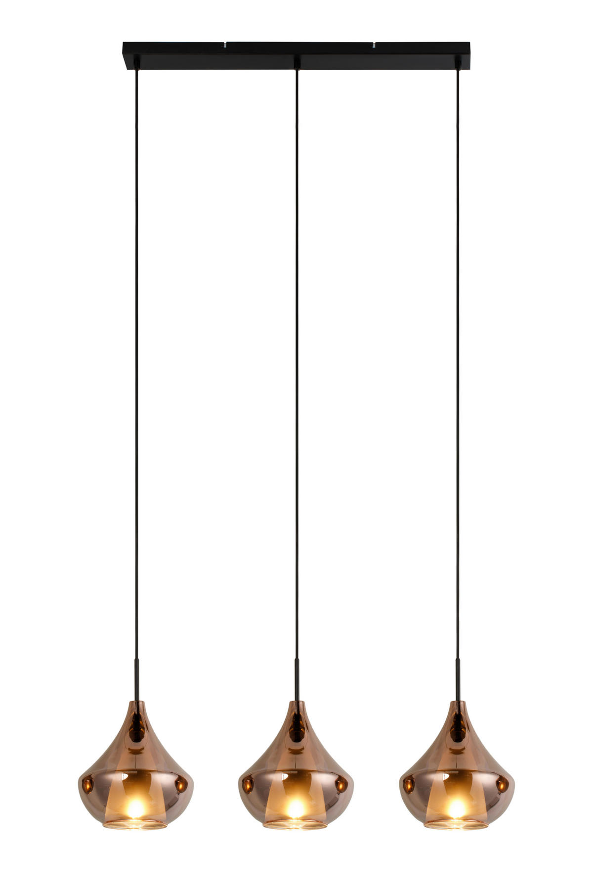 HÄNGELEUCHTE Sinj 87/22/175 cm  - Roségold/Schwarz, Design, Glas/Metall (87/22/175cm) - Novel