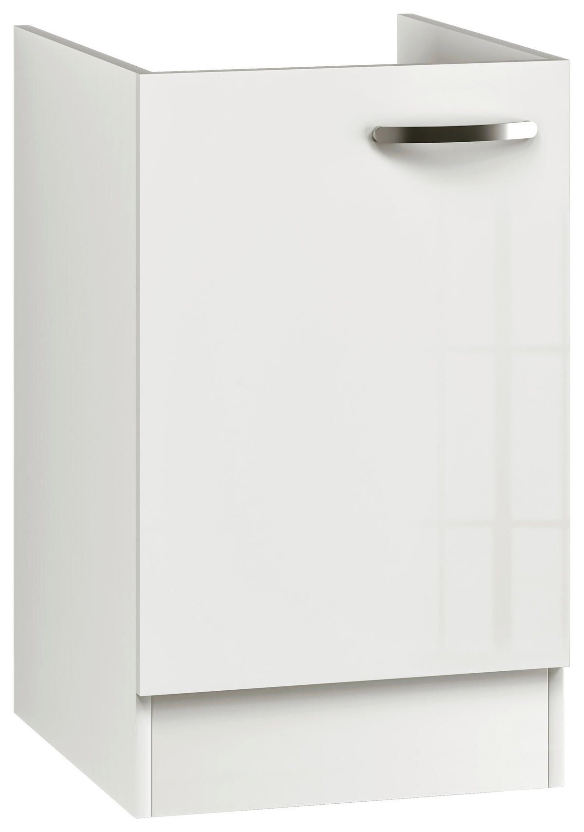 SPÜLENUNTERSCHRANK 50/82/57 cm  in Weiß, Weiß Hochglanz  - Edelstahlfarben/Weiß Hochglanz, MODERN, Holzwerkstoff/Metall (50/82/57cm) - FlexWell