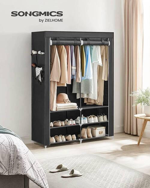 STOFFSCHRANK in Grau  - Grau, Trend, Kunststoff/Textil (127/176/45cm) - Boxxx