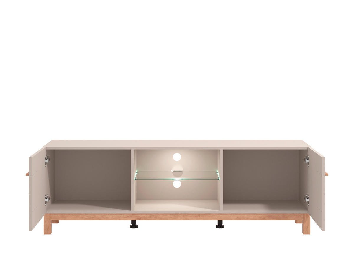 KOMODA POD TELEVIZI, kašmírová, dub artisan, 154/41,5/50,5 cm - kašmírová/dub artisan, Basics, kompozitní dřevo/sklo (154/41,5/50,5cm) - Hom`in