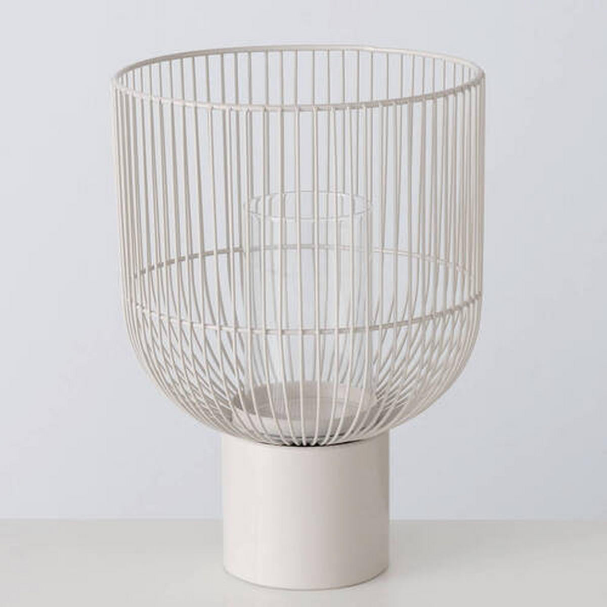 WINDLICHT Beige  - Beige, Basics, Glas/Metall (22/22/30cm) - Boltze Home