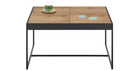 COUCHTISCH in Holz, Metall, Holzwerkstoff 83/83/45 cm  - Eichefarben/Schwarz, Design, Holz/Holzwerkstoff (83/83/45cm) - Novel