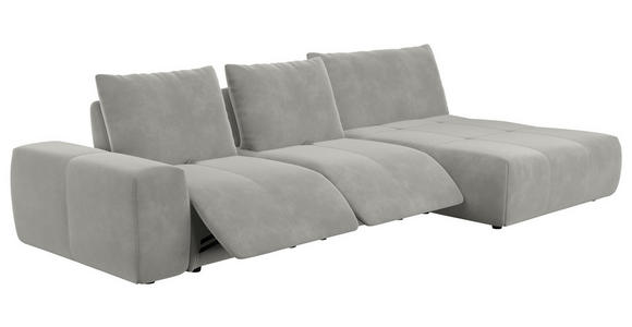 ECKSOFA in Velours Greige  - Greige/Schwarz, Design, Kunststoff/Textil (342/174cm) - Xora