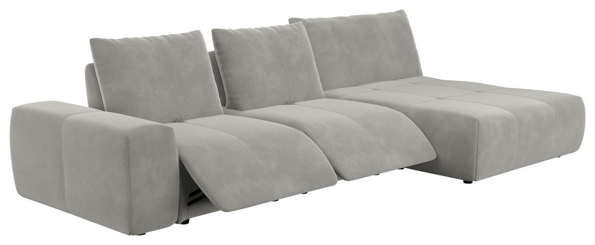 ECKSOFA in Velours Greige  - Greige/Schwarz, Design, Kunststoff/Textil (347/174cm) - Xora