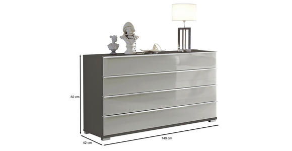 SIDEBOARD Hellgrau, Dunkelgrau  - Chromfarben/Dunkelgrau, Basics, Glas/Holzwerkstoff (149/82/42cm) - Venda