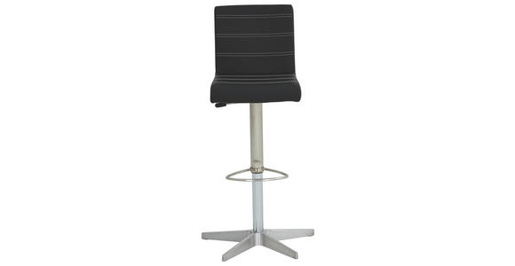 BARHOCKER in Metall, Textil Schwarz, Alufarben - Schwarz/Alufarben, Design, Textil/Metall (54/86-111/54cm) - Dieter Knoll