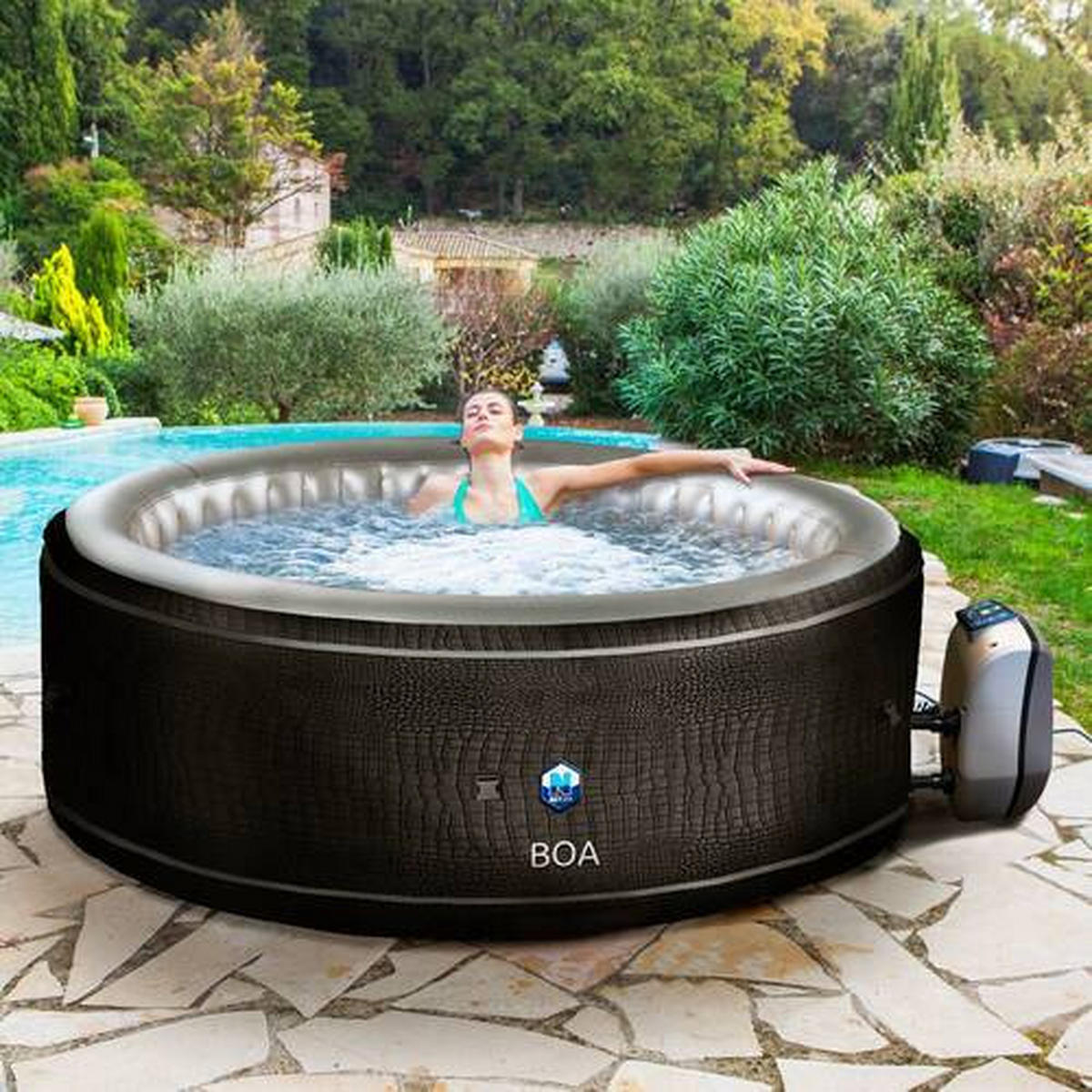 WHIRLPOOL 195/70 cm  - Schwarz/Grau, Basics, Kunststoff/Metall (195/70cm)