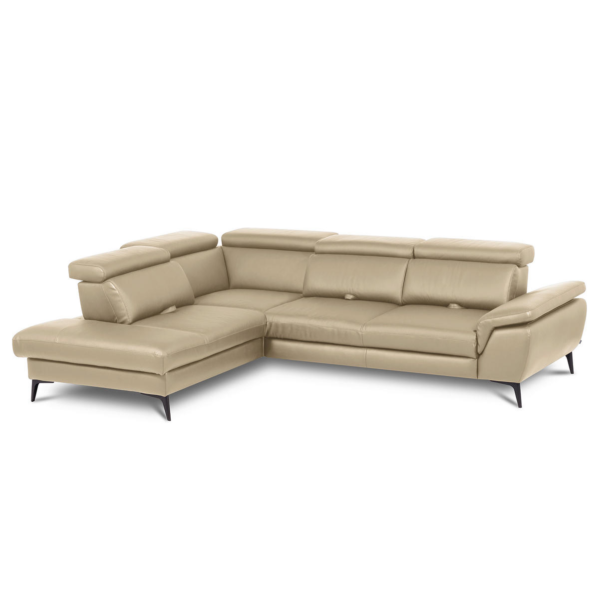 ECKSOFA  in Lederlook Echtleder Hellgrau  220/274 cm  - Hellgrau/Schwarz, Design, Leder/Textil (220/274cm) - Livetastic
