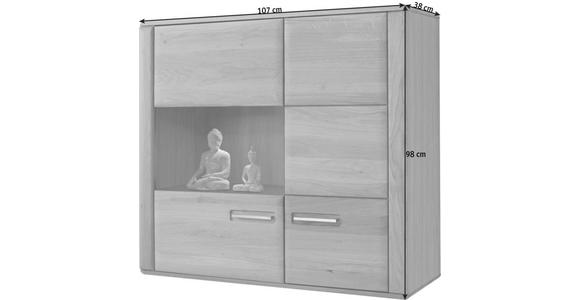 HÄNGEELEMENT in Eichefarben   - Edelstahlfarben/Eichefarben, KONVENTIONELL, Glas/Holz (107/98/38cm) - Novel