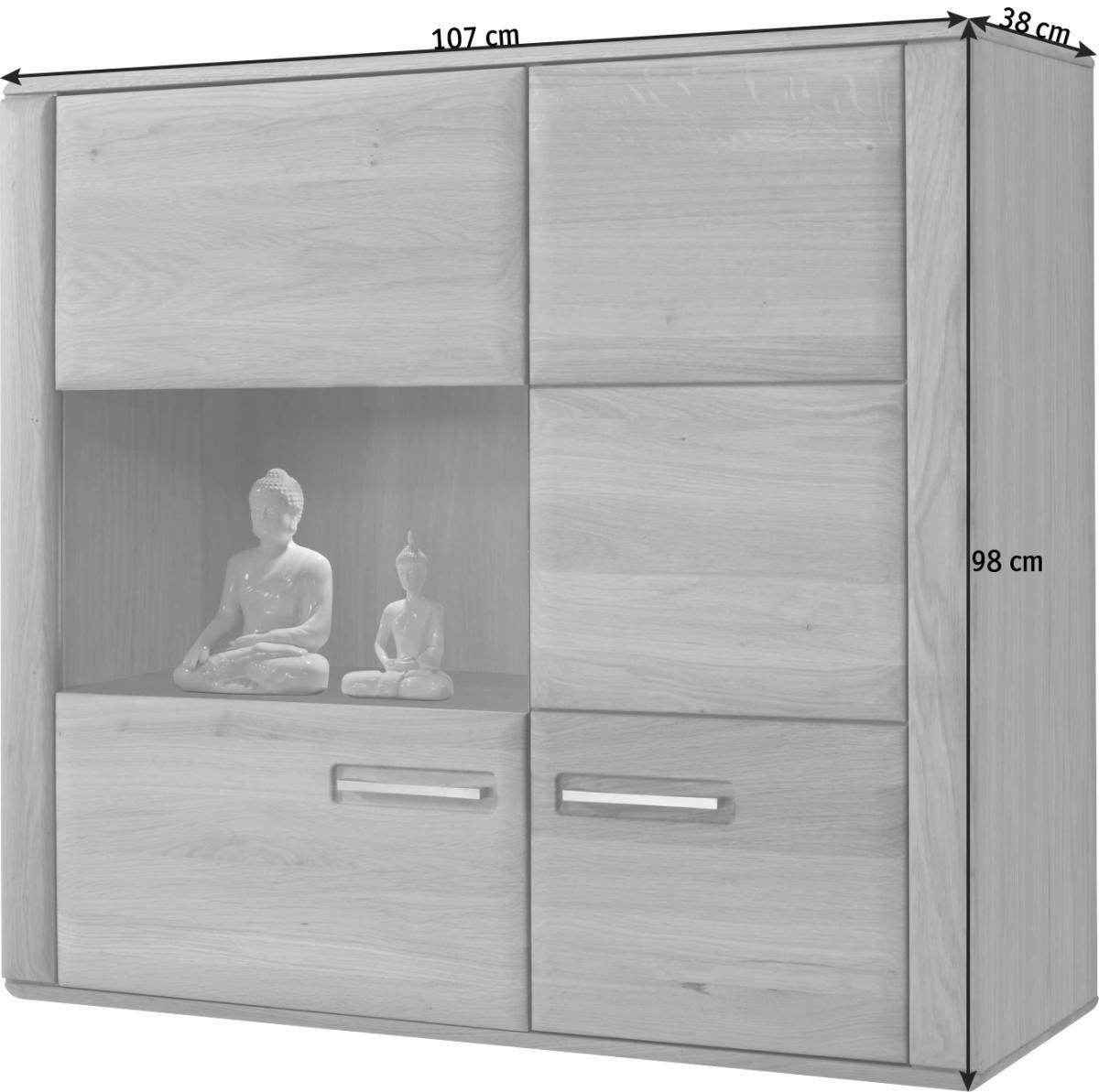 HÄNGEELEMENT in Eichefarben   - Edelstahlfarben/Eichefarben, KONVENTIONELL, Glas/Holz (107/98/38cm) - Novel