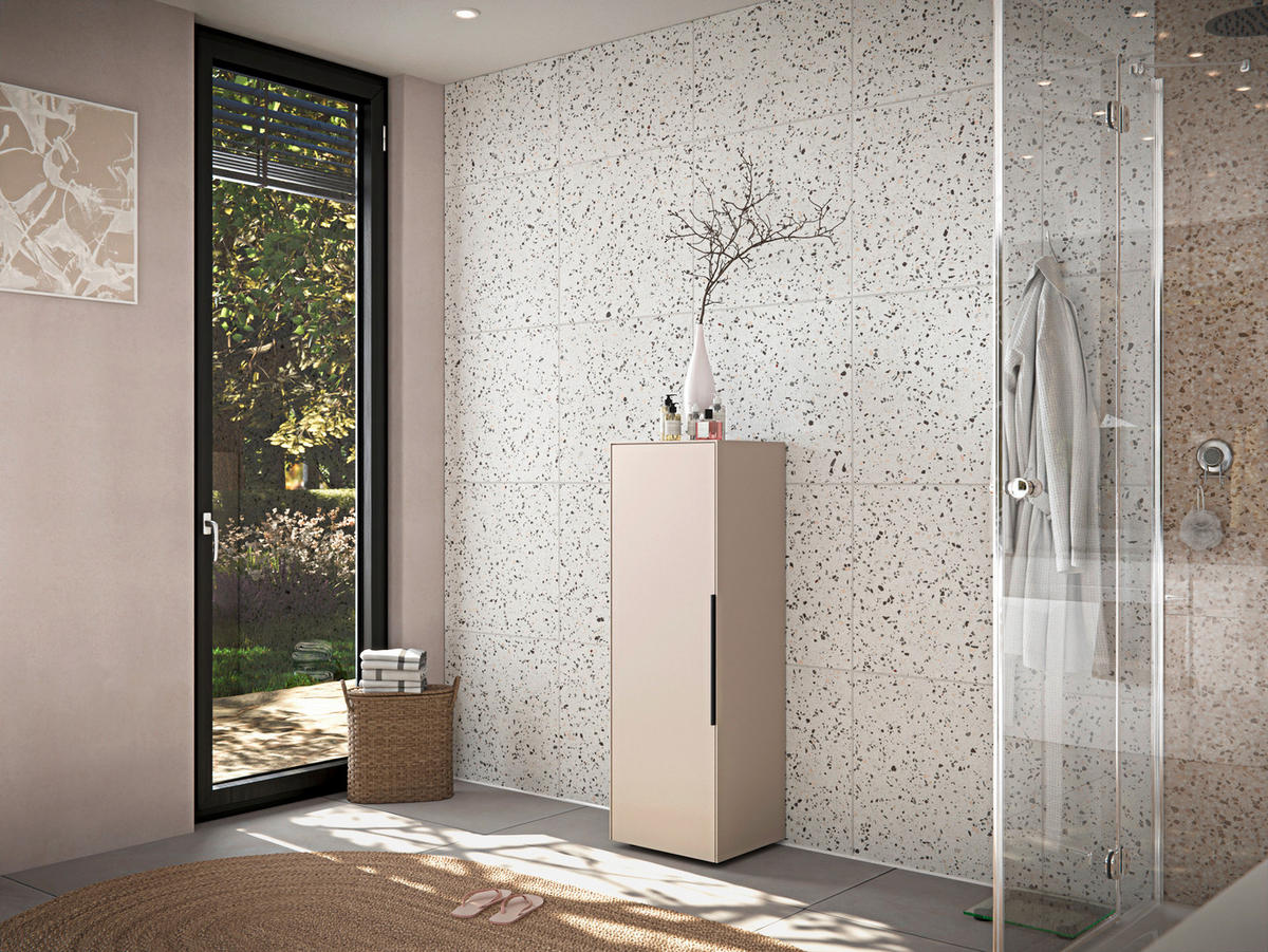 MIDISCHRANK 38/115/30 cm  - Kaschmir/Schwarz, Design, Holzwerkstoff/Kunststoff (38/115/30cm) - home24