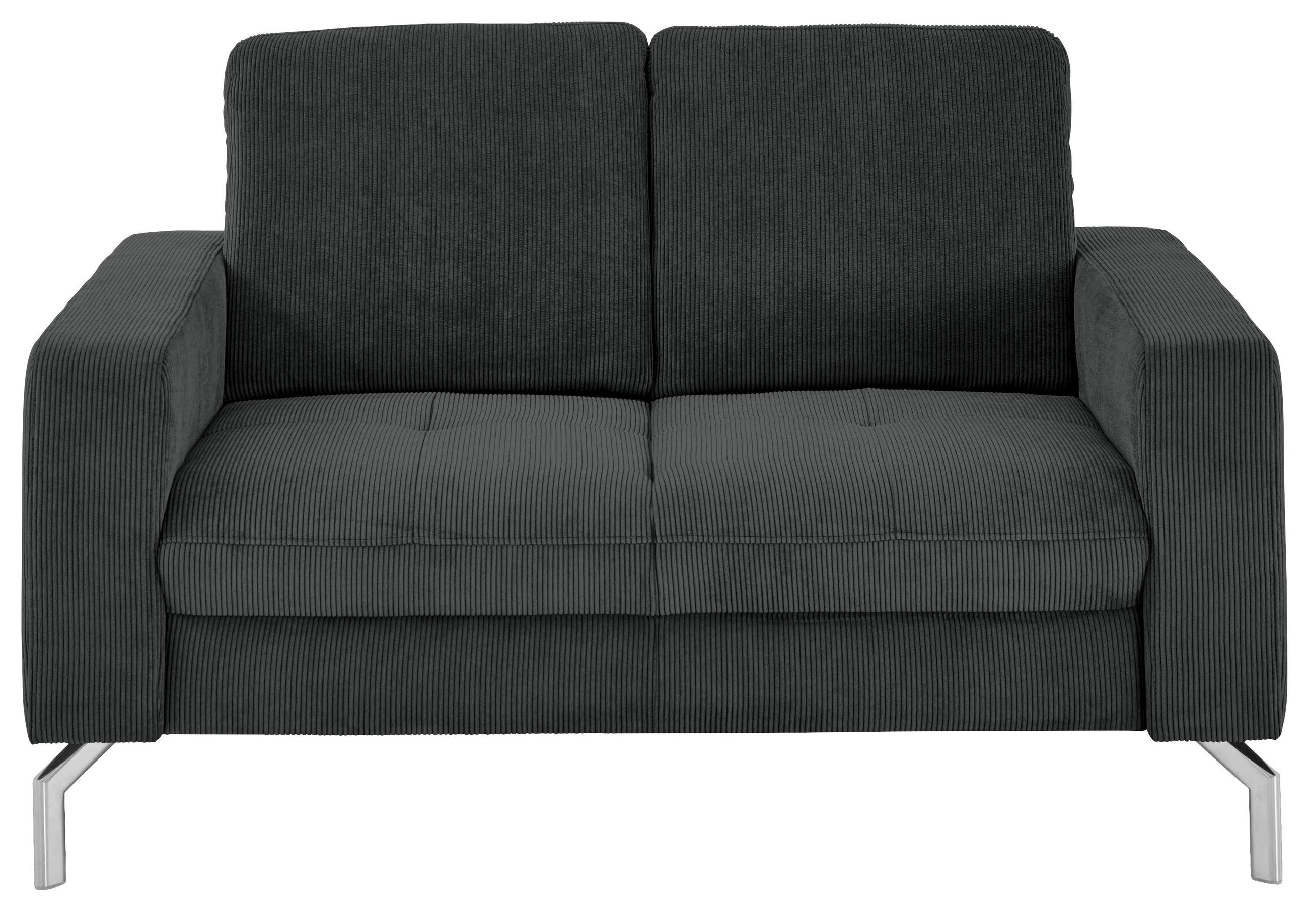 2-SITZER-SOFA  in Feincord Anthrazit  - Chromfarben/Anthrazit, Design, Textil/Metall (142/87/105cm) - Beldomo Style