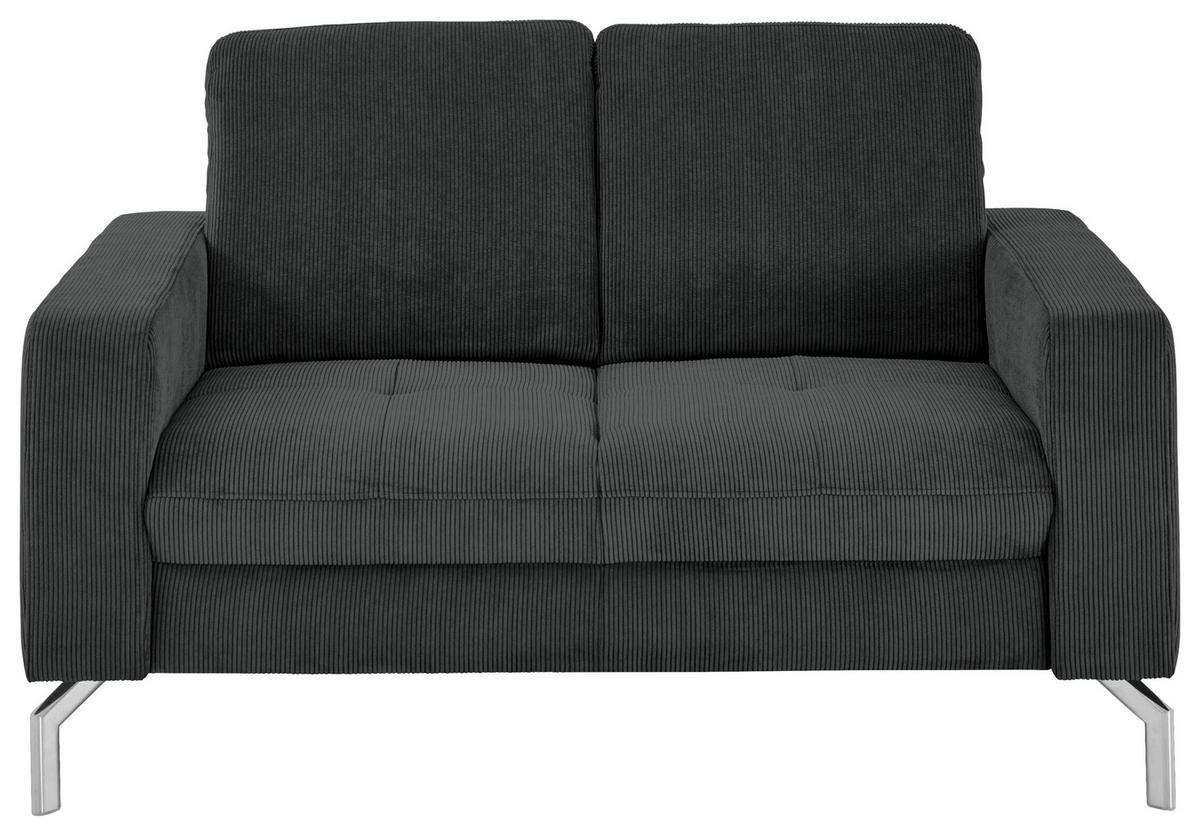 2-SITZER-SOFA  in Feincord Anthrazit  - Chromfarben/Anthrazit, Design, Textil/Metall (142/87/105cm) - Beldomo Style