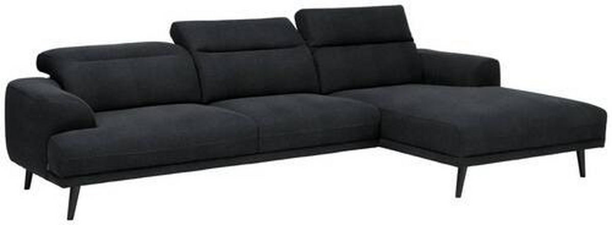 ECKSOFA Schwarz Struktur  - Dunkelbraun/Schwarz, Design, Holz/Textil (292/169cm) - Lomoco