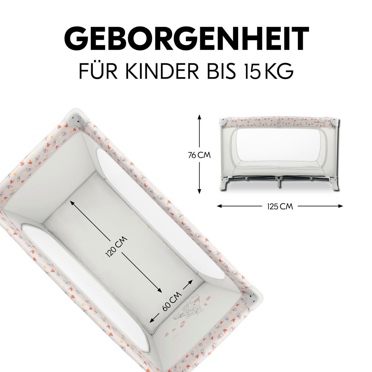 REISEBETT Dream N Play Plus Beige, Multicolor  - Beige/Multicolor, Basics, Kunststoff/Textil (65/76/125cm) - Hauck
