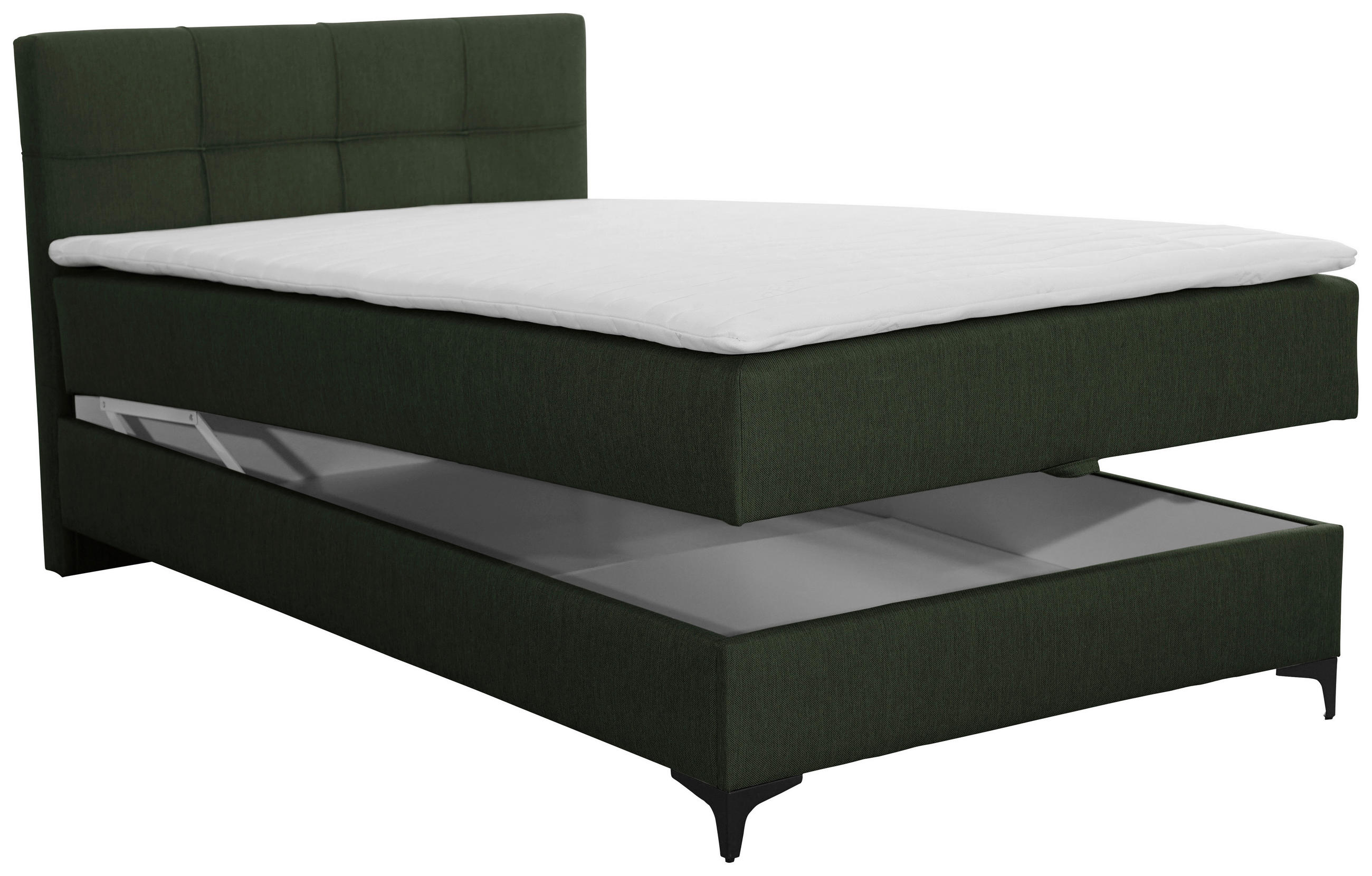 POLSTERBETT Bettkasten, Topper 120/200 cm  in Olivgrün  - Schwarz/Olivgrün, KONVENTIONELL, Textil/Metall (120/200cm) - MID.YOU