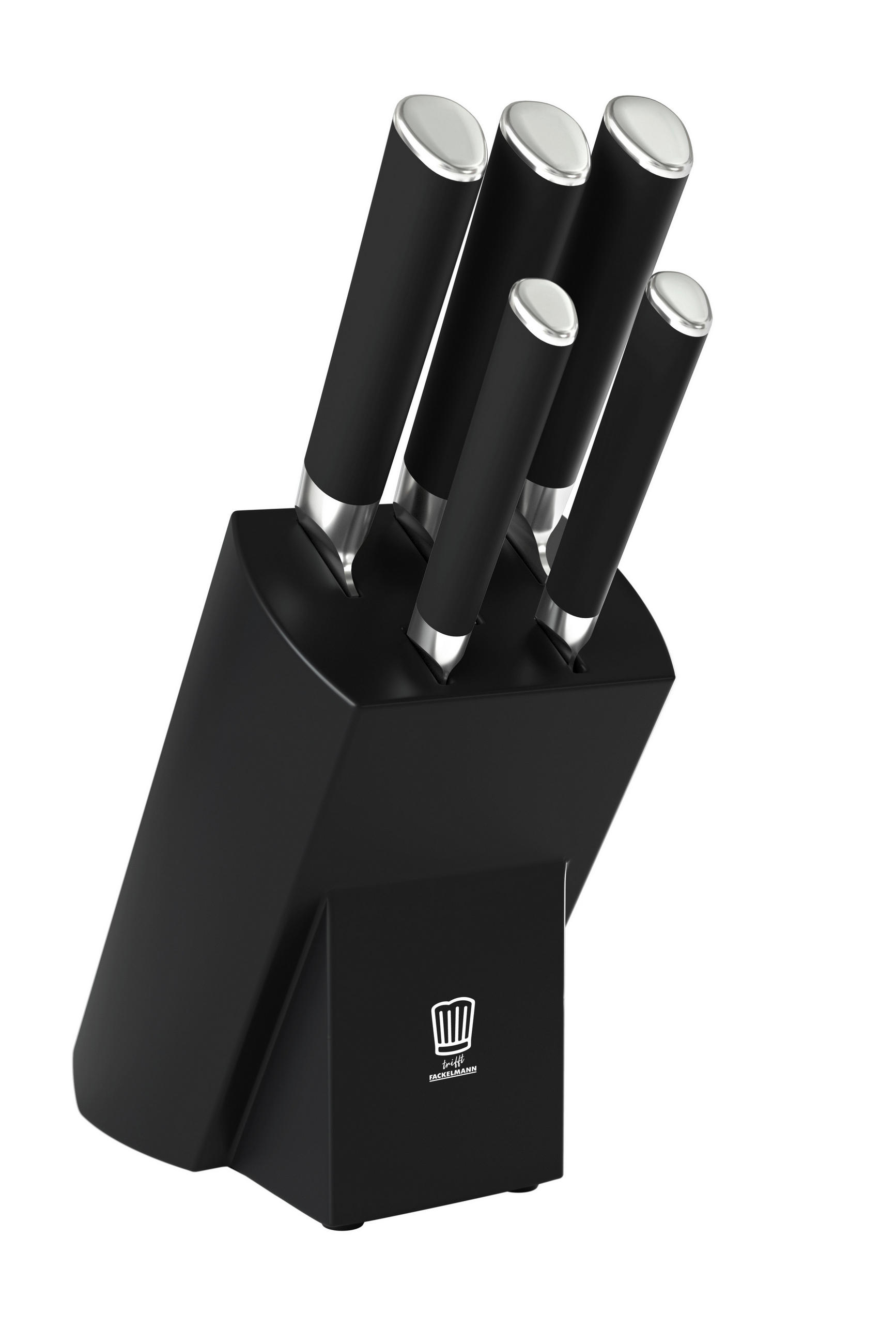MESSERBLOCK 6-teilig  - Silberfarben/Schwarz, Basics, Kunststoff/Metall (37/29,3/12cm) - Chefkoch+Fackelmann