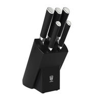 MESSERBLOCK 6-teilig  - Silberfarben/Schwarz, Basics, Kunststoff/Metall (37/29,3/12cm) - Chefkoch+Fackelmann
