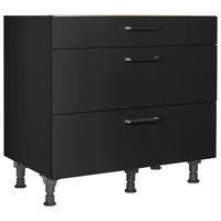 KOCHFELDUMBAUSCHRANK 90/87/56 cm  in Schwarz  - Edelstahlfarben/Schwarz, MODERN, Holzwerkstoff/Metall (90/87/56cm) - Nobilia