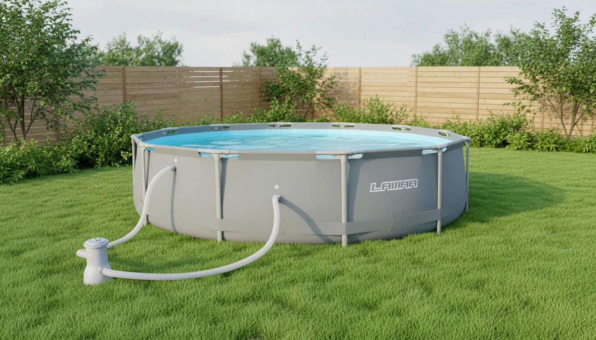 POOL-SET LAMAR 366/76 cm  - Grau, KONVENTIONELL, Kunststoff/Metall (366/76cm)