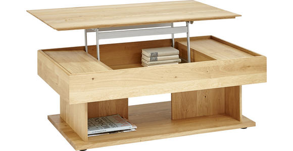 COUCHTISCH Wildeiche massiv rechteckig Eichefarben 120/70/46-65 cm  - Eichefarben, KONVENTIONELL, Holz (120/70/46-65cm) - Valnatura