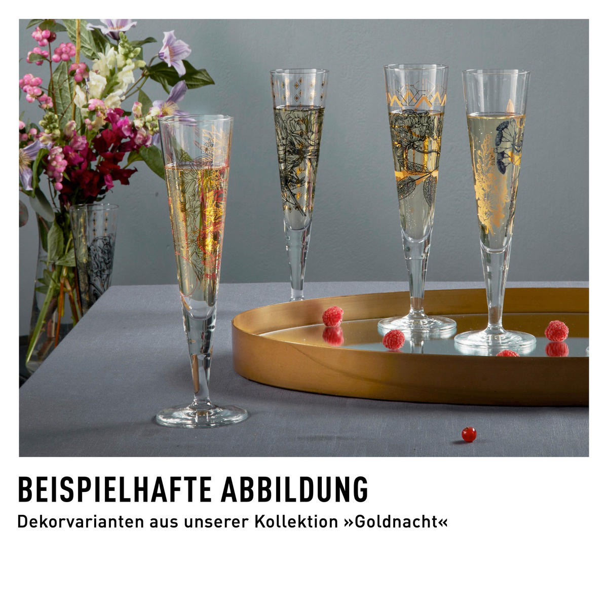 CHAMPAGNERGLAS 205 ml  - Blau/Goldfarben, LIFESTYLE, Glas (7,2/7,2/24,0cm) - Ritzenhoff