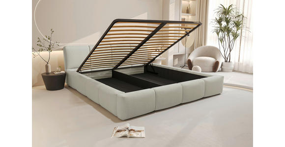 POLSTERBETT 180/200 cm,  in Beige, Lattenrost, Bettkasten,  - Beige/Schwarz, Design, Holz/Textil (180/200cm) - Xora