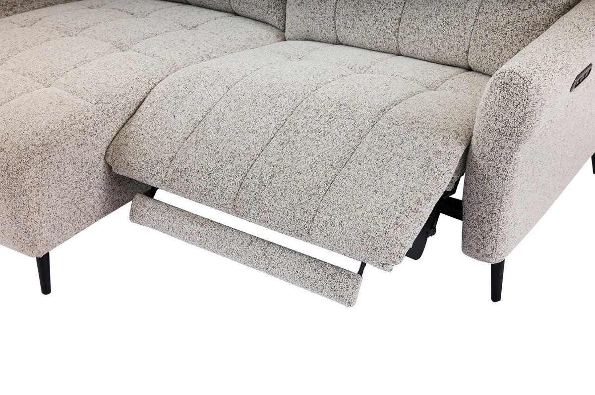 ECKSOFA in Webstoff Grau  156/220 cm  - Grau/Nickelfarben, Design, Textil/Metall (156/220cm) - Carryhome