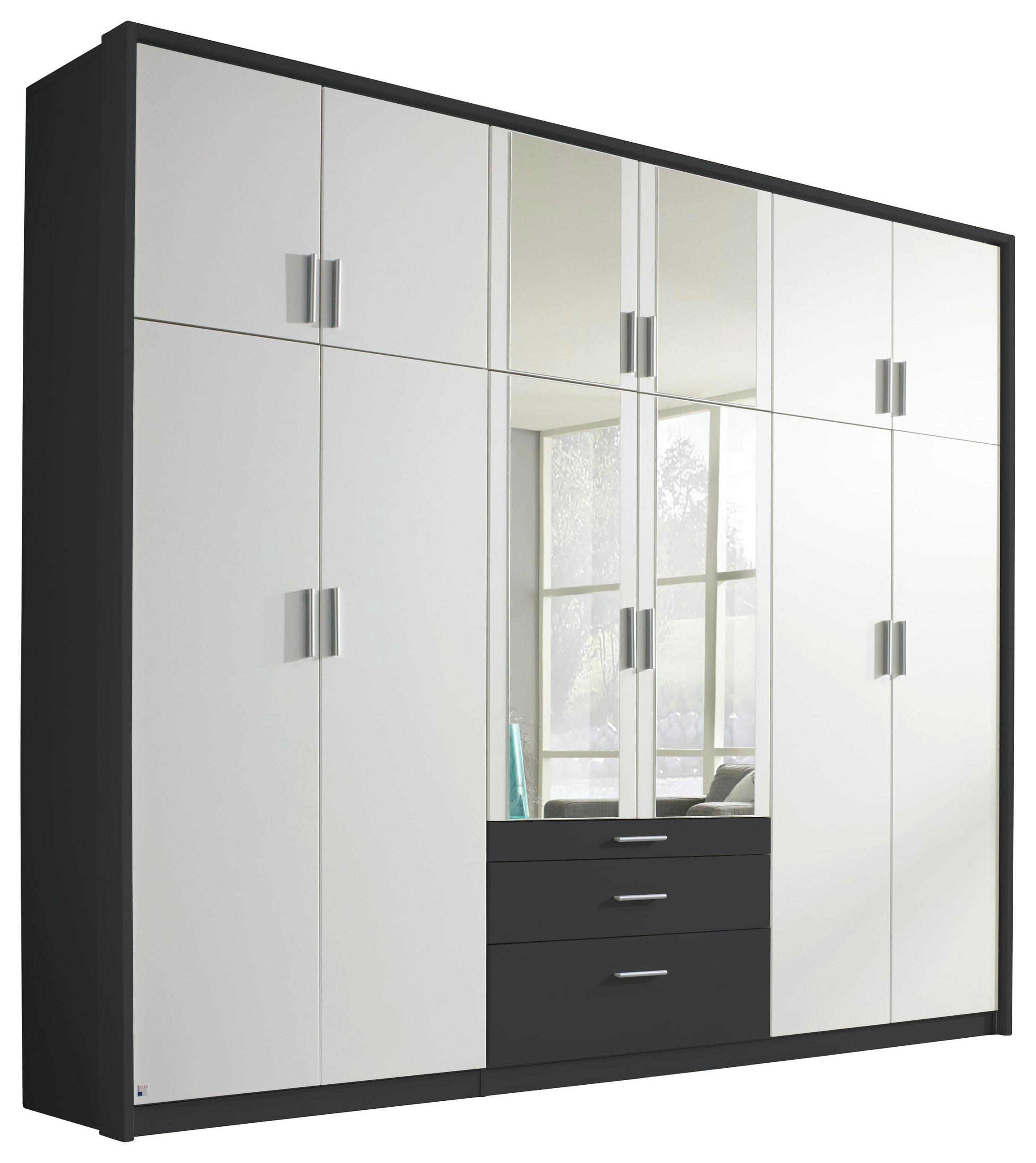 DREHTÜRENSCHRANK  in Grau, Klar, Weiß  - Klar/Weiß, Design, Glas/Holzwerkstoff (275/231/56cm) - Rauch Möbel