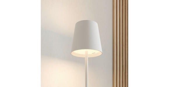 AKKU-STEHLEUCHTE 22/130 cm    - Weiß, Design, Kunststoff/Metall (22/130cm) - Novel