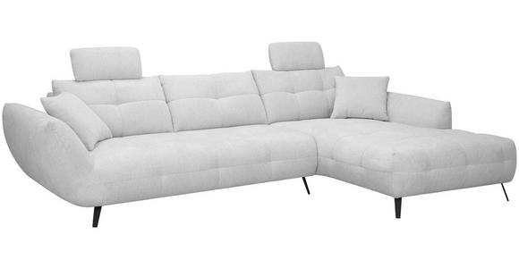 ECKSOFA Silberfarben Chenille Armlehnenkissen, Rücken echt, Sitztiefenverstellung  - Silberfarben/Schwarz, KONVENTIONELL, Textil/Metall (313/215cm) - Hom`in