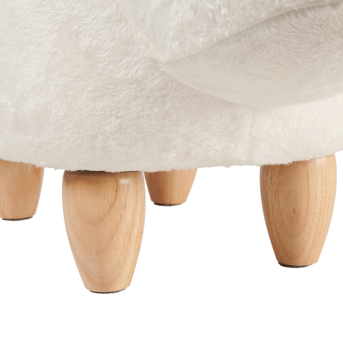 KINDERHOCKER Plüsch Kautschukholz Naturfarben, Weiß  - Naturfarben/Weiß, Trend, Holz/Kunststoff (67/36/37cm) - Jimmylee