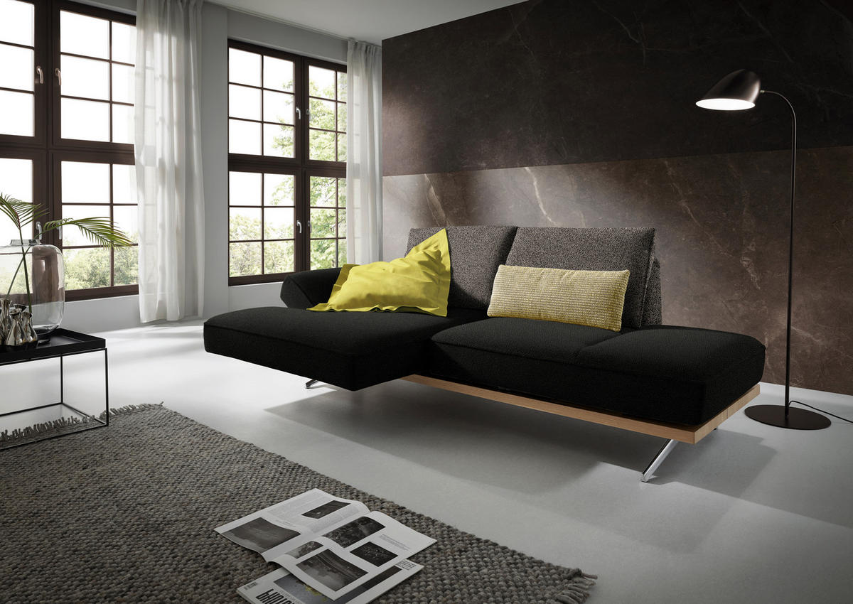 ECKSOFA in Flachgewebe Dunkelgrün  132/240 cm  - Chromfarben/Dunkelgrün, Design, Holz/Textil (132/240cm) - Koinor