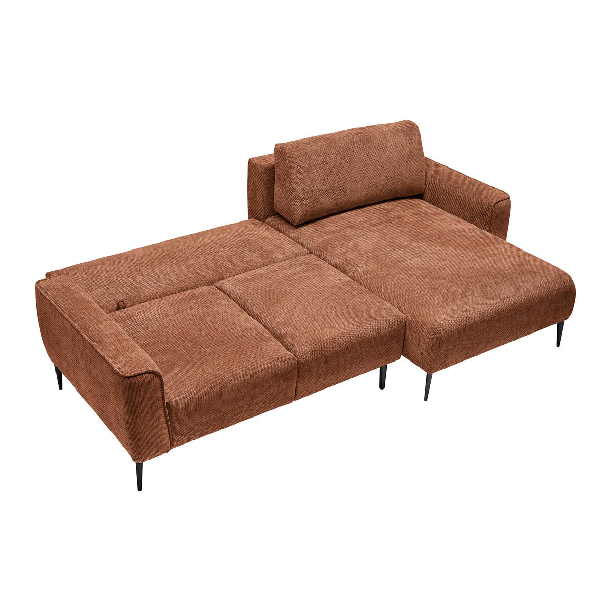 ECKSOFA Webstoff Terracotta  - Terracotta/Schwarz, Modern, Textil/Metall (255/164cm) - MID.YOU