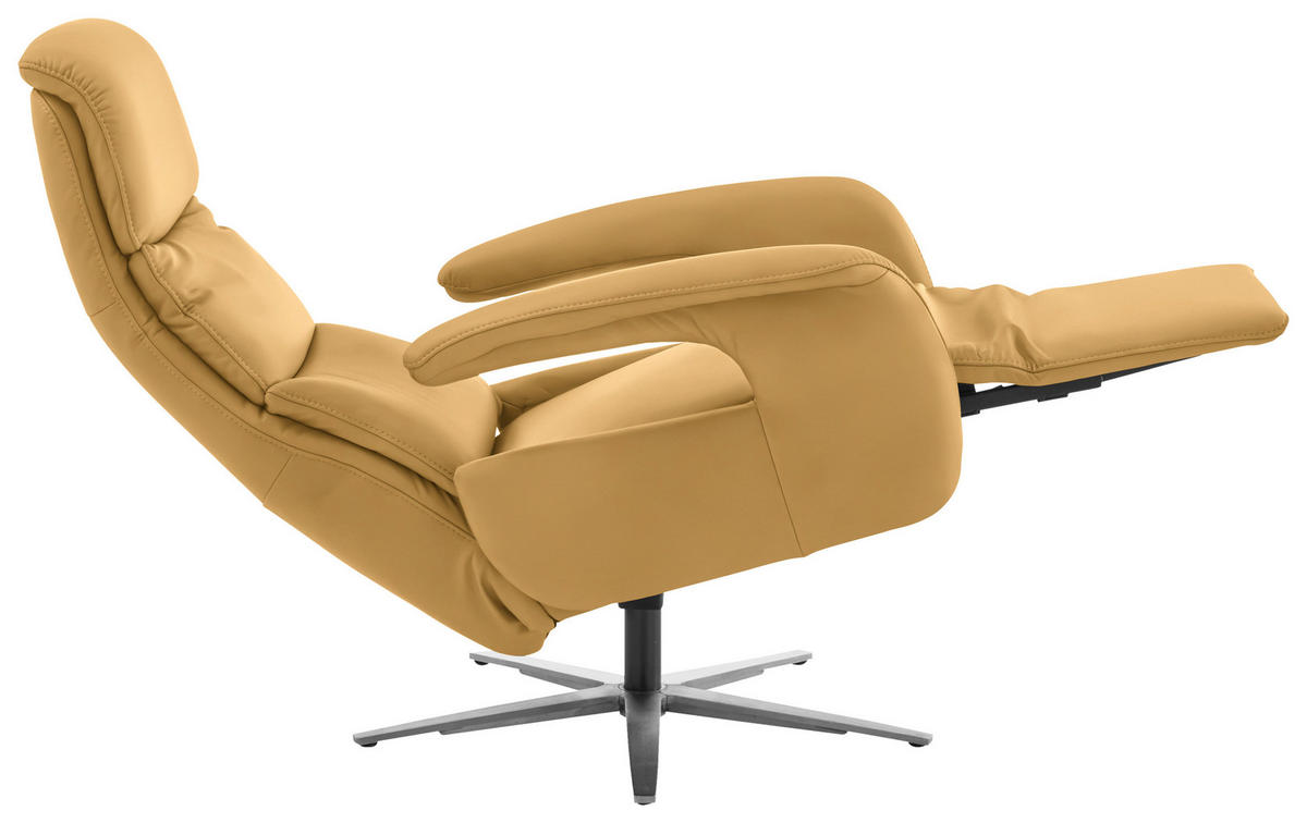 RELAXSESSEL in Leder Gelb  - Edelstahlfarben/Gelb, Design, Leder/Metall (76/119/86cm) - Dieter Knoll