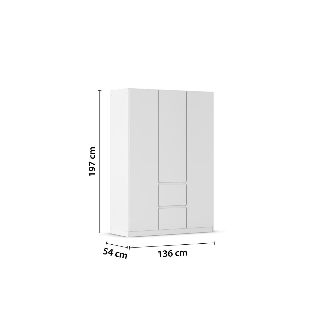 DREHTÜRENSCHRANK in Weiss, Eiche Artisan  - Weiss/Eiche Artisan, Basics, Holzwerkstoff (136/197/54cm) - Rauch Möbel