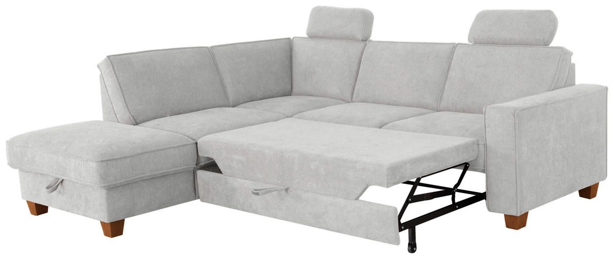 ECKSOFA Silberfarben Flachgewebe  - Eichefarben/Silberfarben, KONVENTIONELL, Holz/Textil (213/236cm) - Sit & More