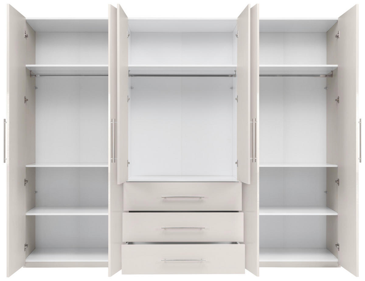 KLEIDERSCHRANK 294/219/59 cm,  in Kaschmir, 6-türig  - Kaschmir/Alufarben, KONVENTIONELL, Holzwerkstoff/Metall (294/219/59cm) - Carryhome