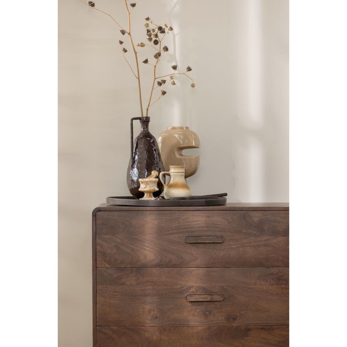 KOMMODE Liya  in 90/90/50 cm  - Dunkelbraun, Design, Holz (90/90/50cm) - Livetastic