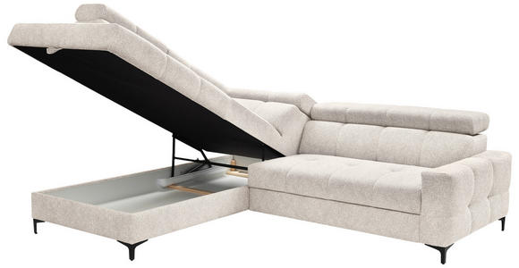 ECKSOFA in Struktur Creme  - Creme/Schwarz, MODERN, Textil/Metall (212/254cm) - Carryhome