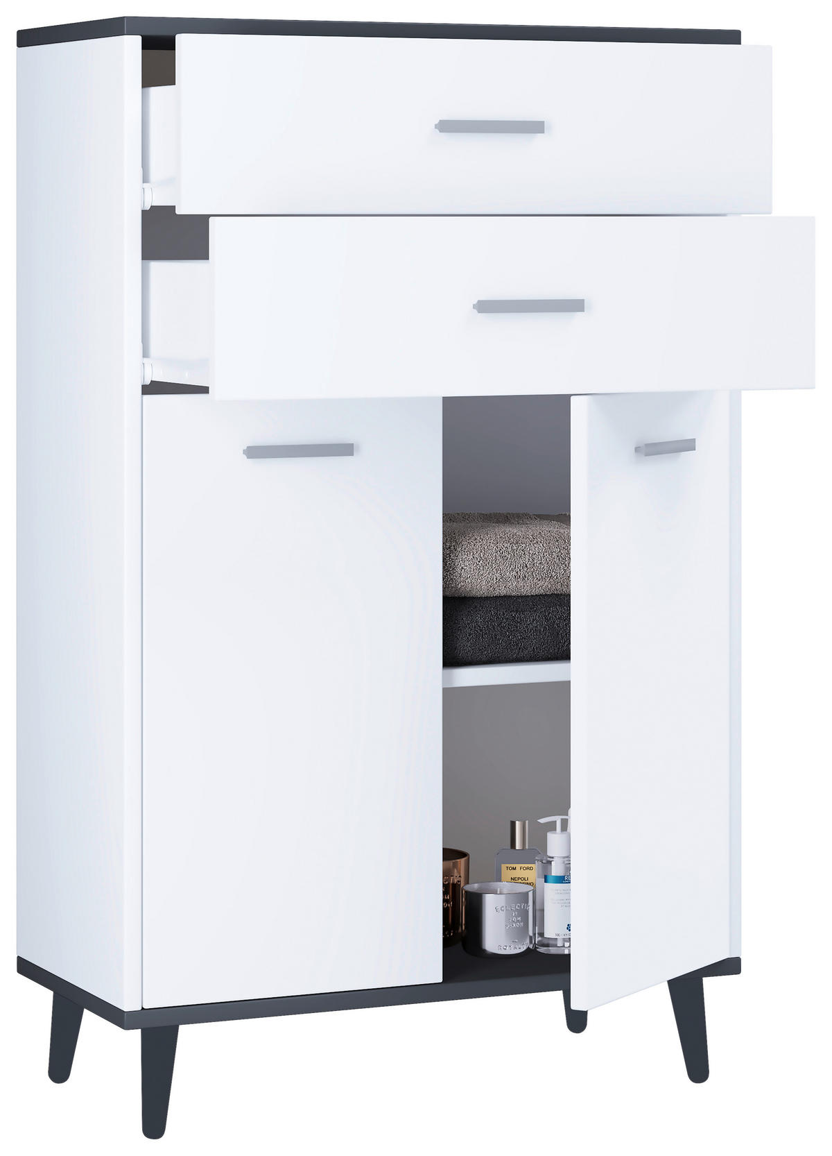 HIGHBOARD  in 60/97/28 cm  - Eiche dunkel/Weiss, Modern, Holzwerkstoff/Metall (60/97/28cm) - MID.YOU