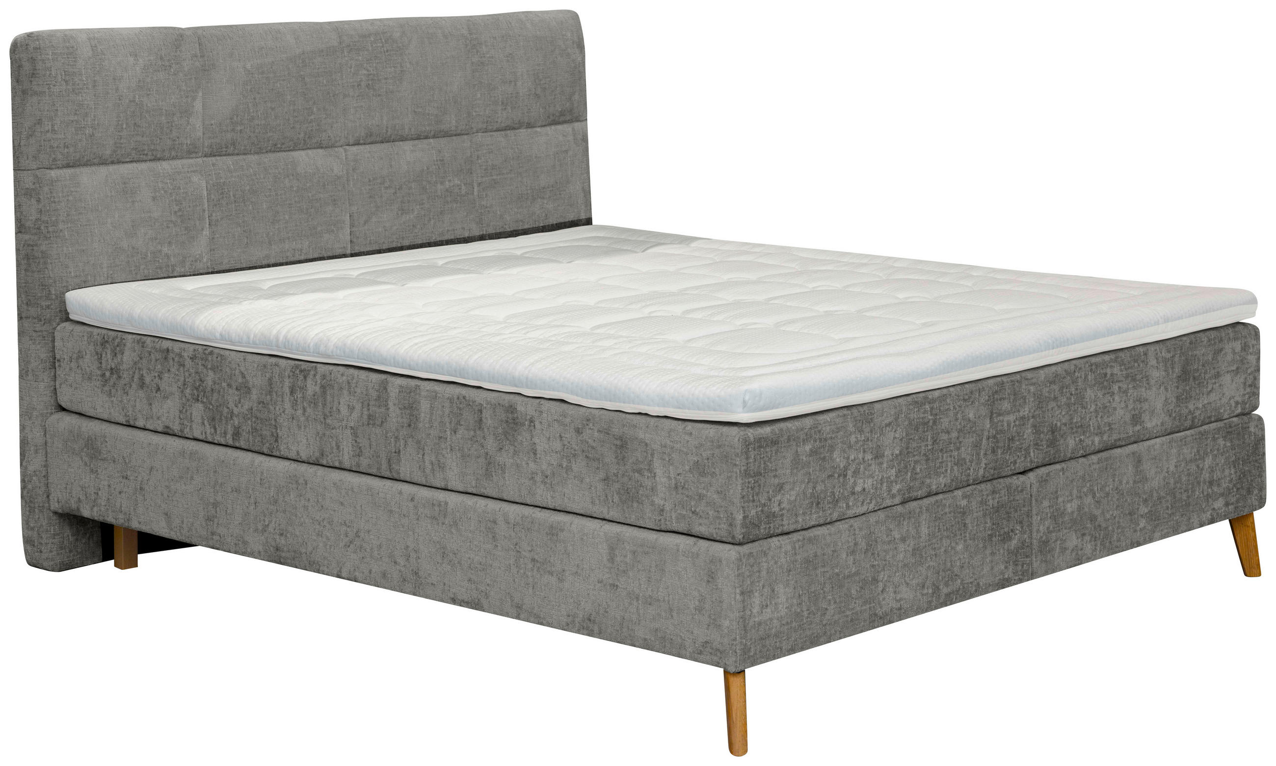BOXSPRINGBETT 180/200 cm  in Grau  - Eichefarben/Grau, KONVENTIONELL, Holz/Textil (180/200cm) - Carryhome