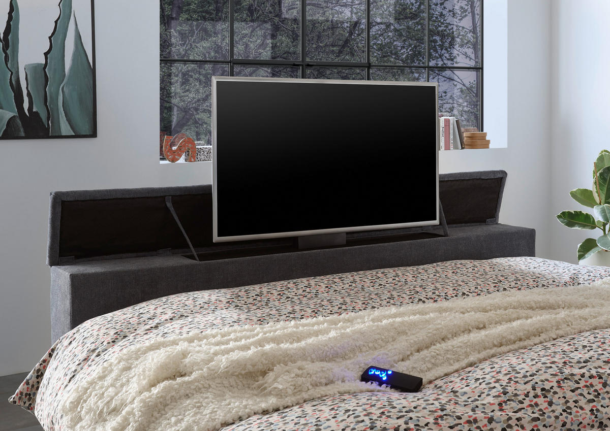 BOXSPRING-ÁGY 180/200 cm  antracit  - antracit, Konventionell, textil (180/200cm) - Carryhome