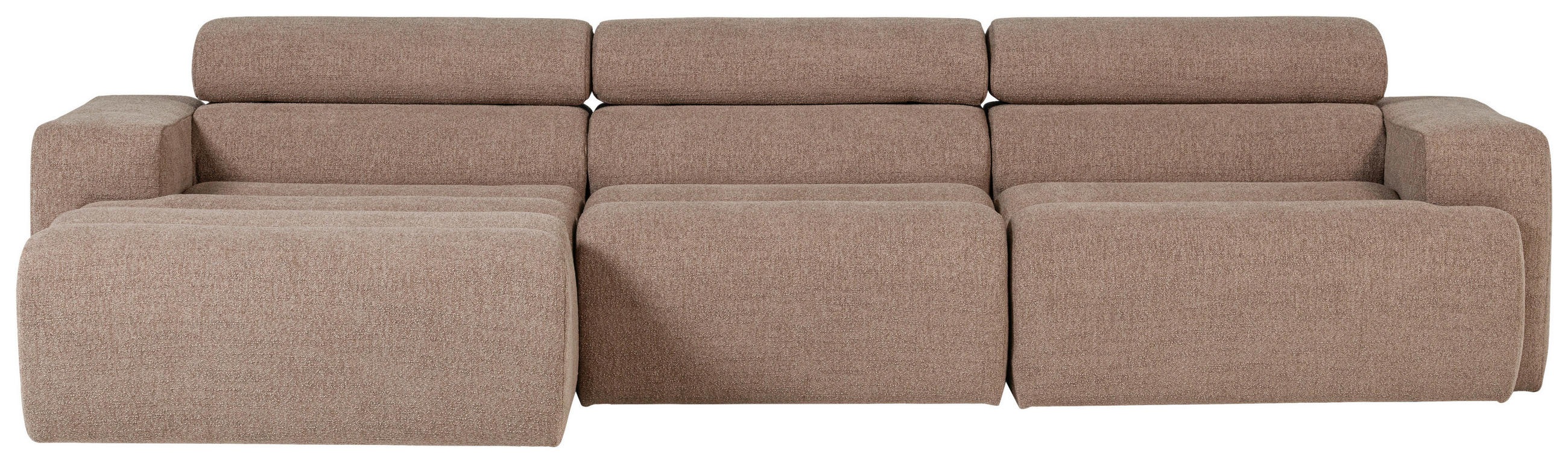 ECKSOFA Novi Taupe Bouclé Kopfteilverstellung  - Taupe/Schwarz, Design, Kunststoff/Textil (173/300cm) - Livetastic