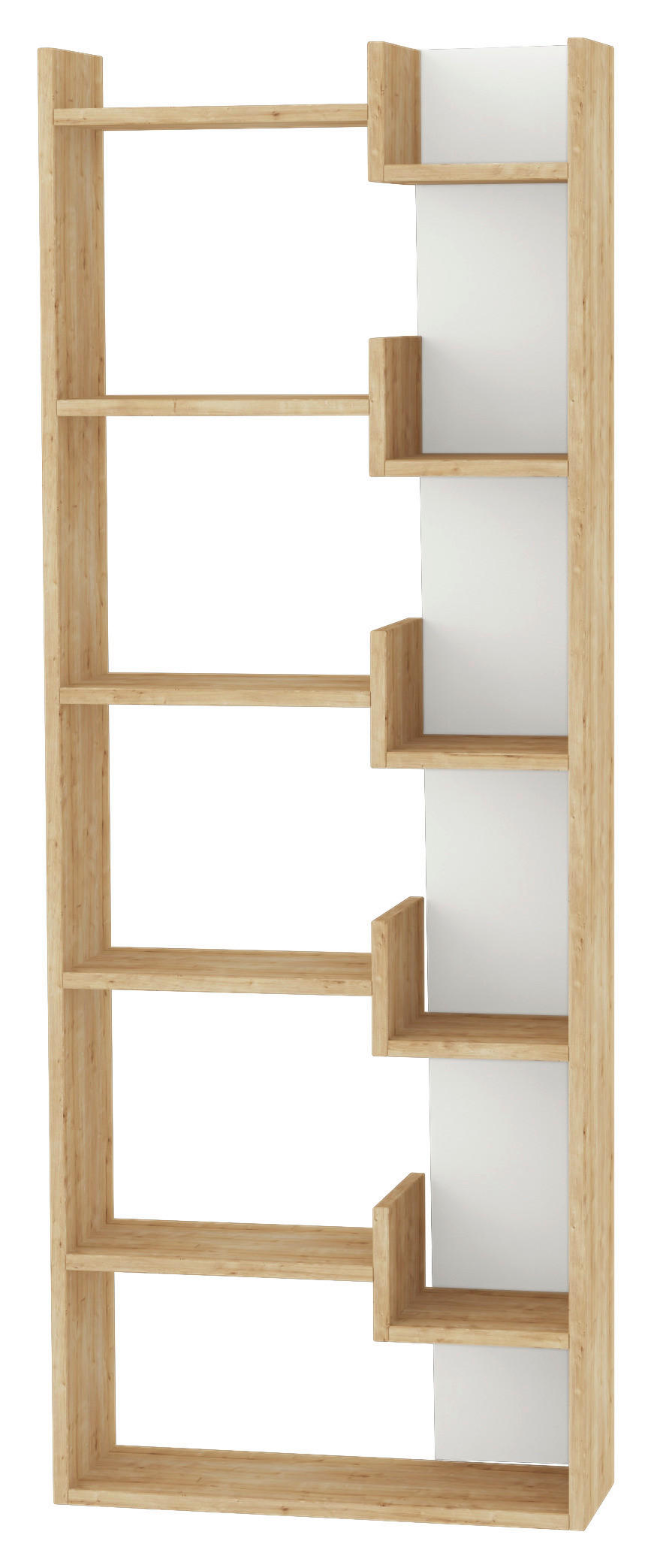BÜCHERWAND  61/163/22 cm Weiss, Eichefarben  - Weiss/Eichefarben, Design, Holzwerkstoff (61/163/22cm) - Livetastic